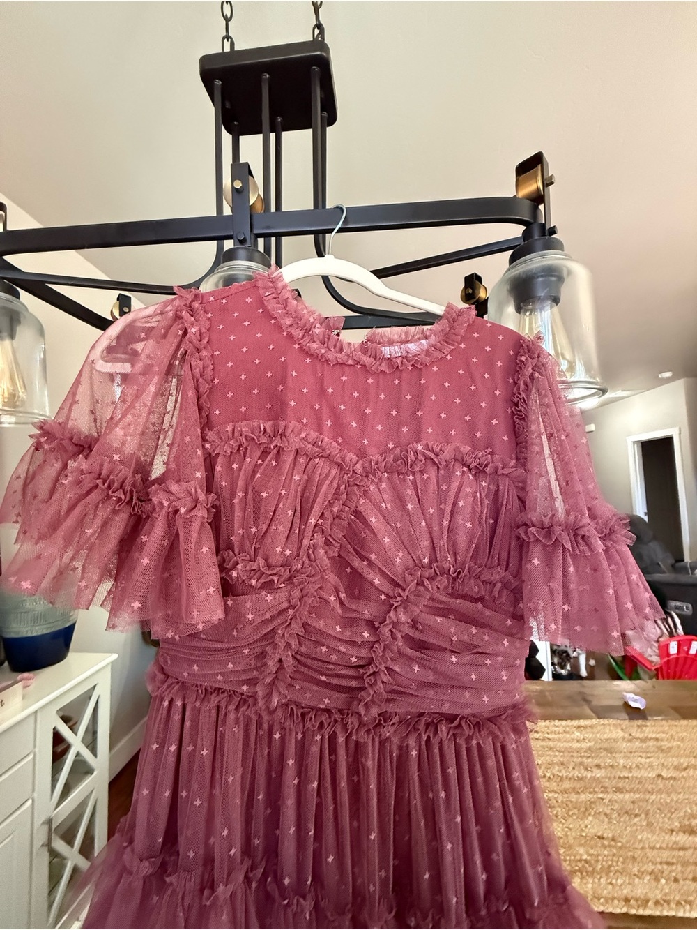 Ivy City Co Red Tiered Tulle Dress with Embellished Bodice - Picture 7 of 8